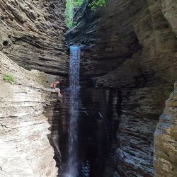 Scenic view of waterfall