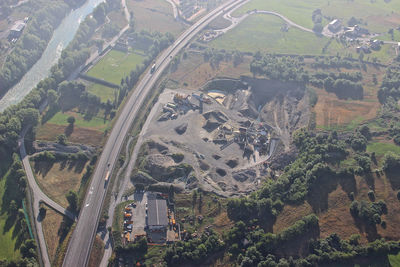 High angle view of cars on land