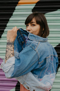 Portrait of girl standing outdoors