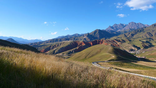 Panoramic view of landscape and mountains against sky