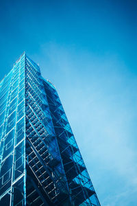 Low angle view of modern building against clear sky