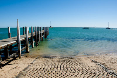 Scenic view of sea against clear sky