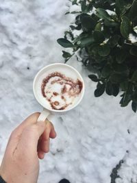 Cropped image of hand holding coffee cup