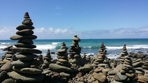 Stack of rocks on shore