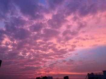 Low angle view of pink sky during sunset