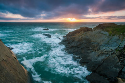 Scenic view of sea against sky during sunset