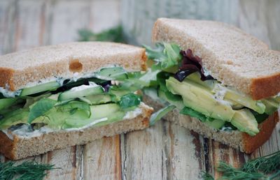 Cucumber and avocado sandwich