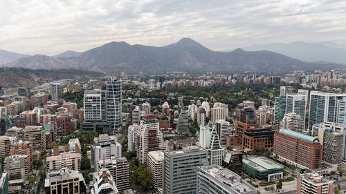 High angle view of cityscape against sky