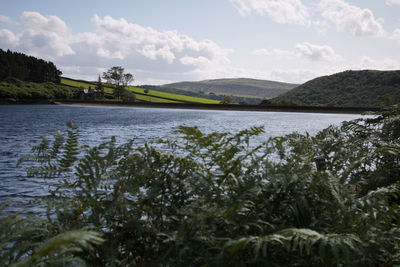 Scenic view of lake against sky