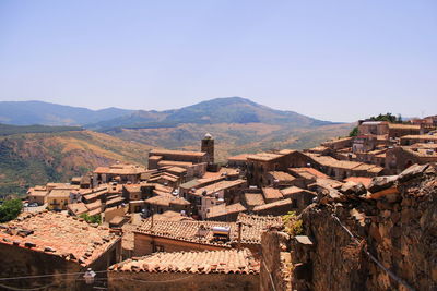 High angle view of townscape against sky