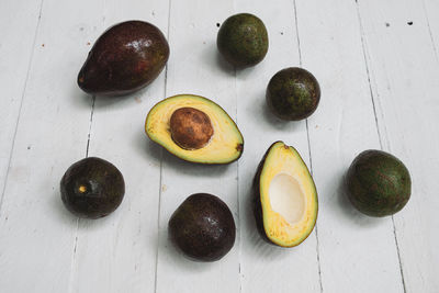 High angle view of fruits on table