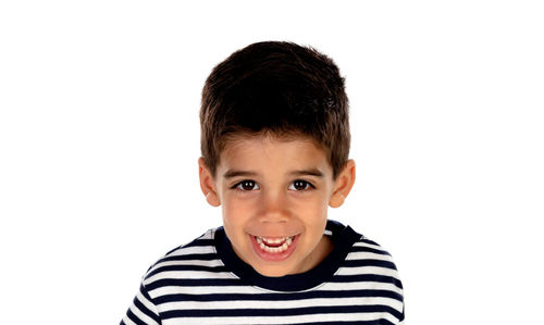 Portrait of boy against white background