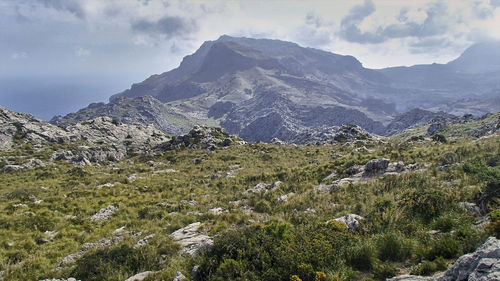 Scenic view of mountains against sky