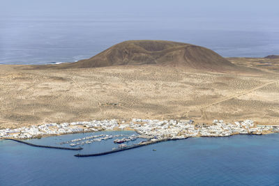 Aerial view of graciosa island in the canary islands of spain