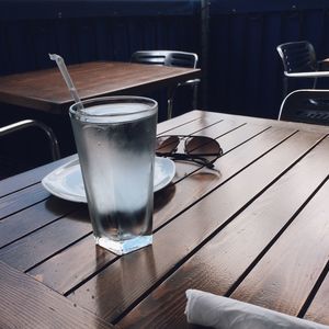 Close-up of drink on wooden table