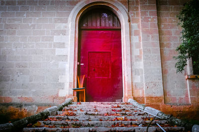 Closed door of building