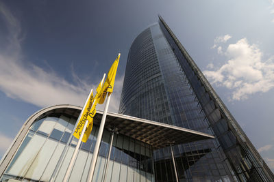 Low angle view of modern building against sky