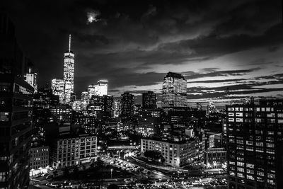 City lit up at night