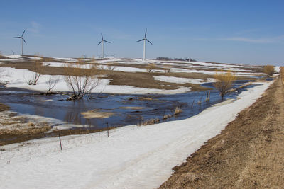 Scenic view of land against sky