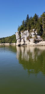 Scenic view of lake against clear sky