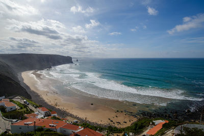 Scenic view of beach against sky