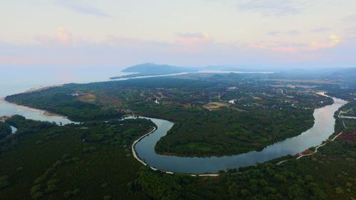 High angle view of landscape against sky