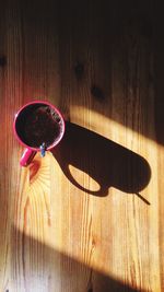 Close-up of shadow on table