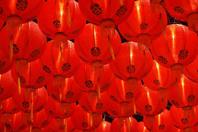 Full frame shot of illuminated lanterns