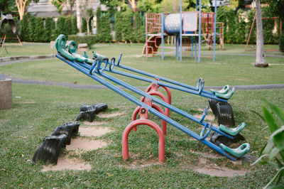 Empty swing in park