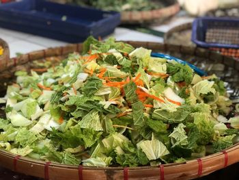 Close-up of chopped vegetables in market