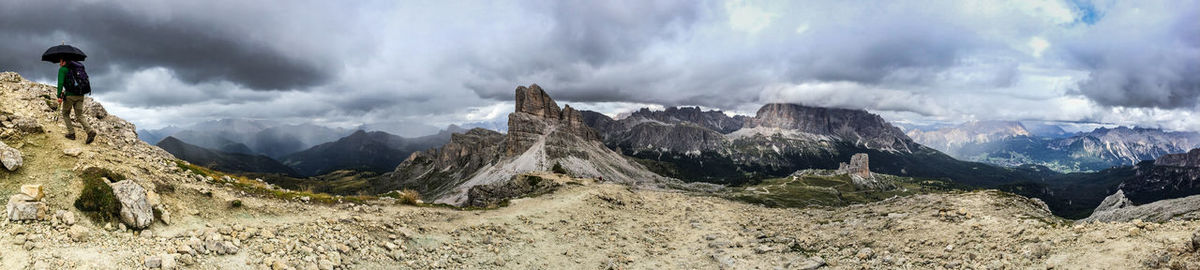 Panoramic view of landscape and mountains against sky