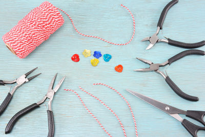 High angle view of personal accessories on table