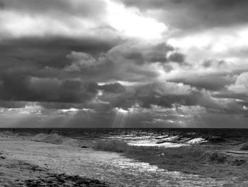 Scenic view of sea against cloudy sky