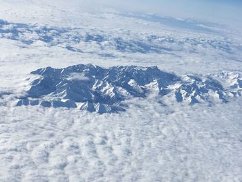 Scenic view of snow mountains against sky