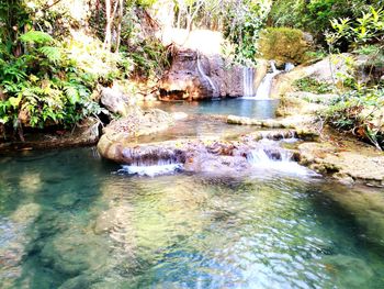 Scenic view of waterfall