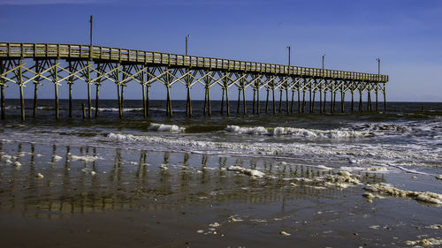 Scenic view of beach against clear sky