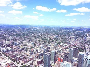 High angle view of townscape against sky