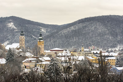 High angle view of townscape against sky