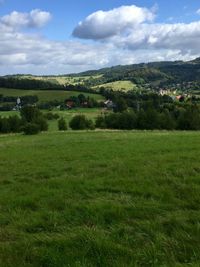 Scenic view of field against sky
