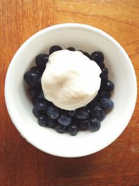 High angle view of dessert in plate on table