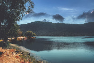 Scenic view of lake against sky