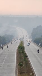 High angle view of city street