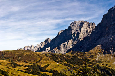 Scenic view of rocky mountains against sky