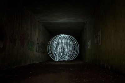 Abstract light painting in tunnel