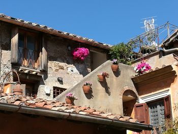 Low angle view of house against clear sky