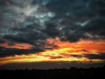 Scenic view of dramatic sky during sunset