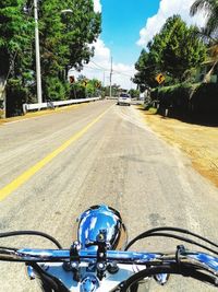 Bicycles parked on road