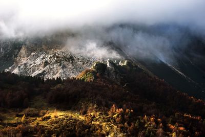 Scenic view of mountains against sky