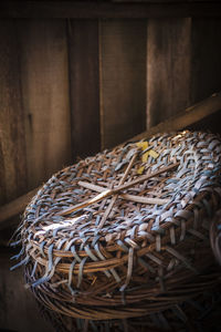 High angle view of wicker basket