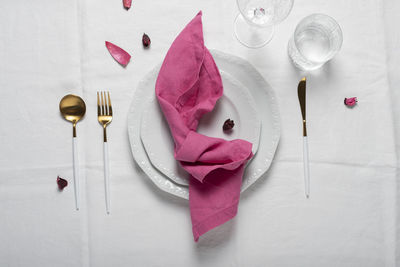 High angle view of spoon on table